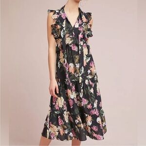Kachel / Anthropologie Cilla Floral Ruffle Sleeve Midi Dress